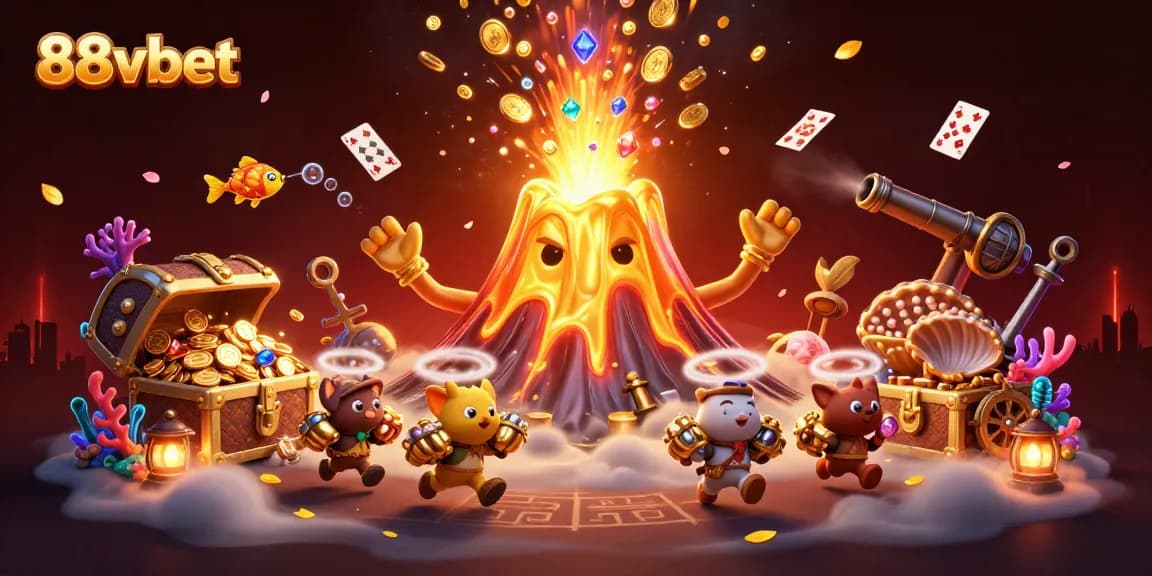Experience thrill and fortune at 88vbet with this vibrant casino-themed illustration.