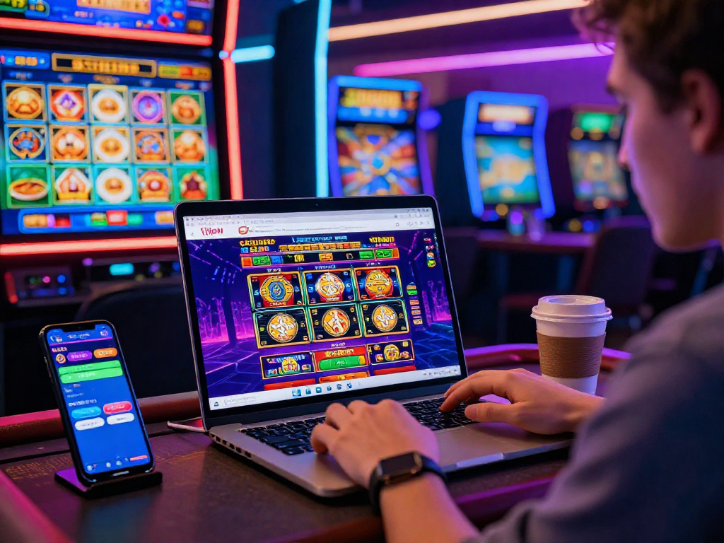 Migliori casino non AAMS, giocatore coinvolto in un'esperienza di gioco online con slot e tavoli virtuali.