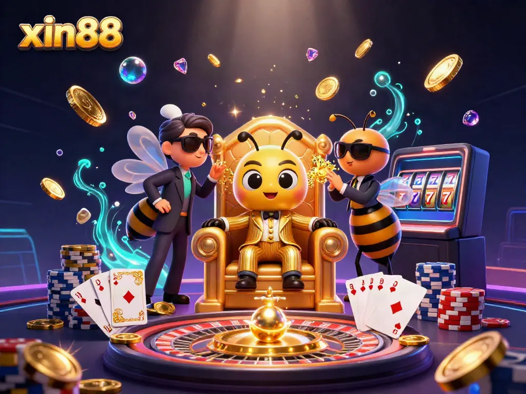 Experience the excitement of xin88 with a vibrant casino-themed illustration featuring characters and gaming elements.