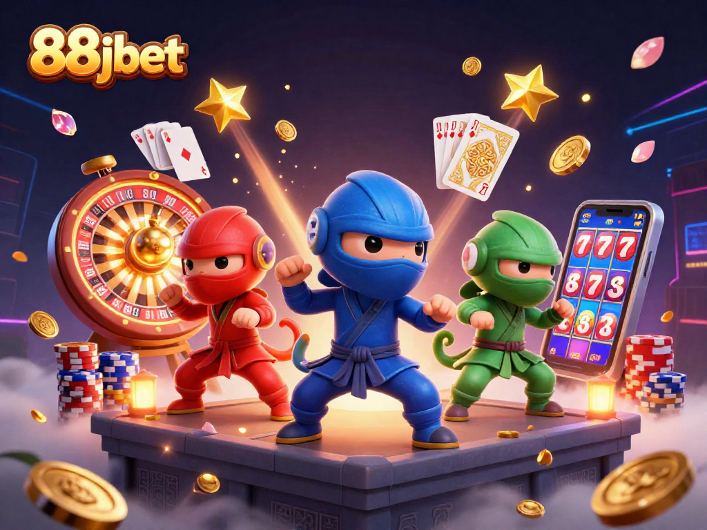Engage in thrilling actions at 88jbet with colorful characters and dynamic casino elements.