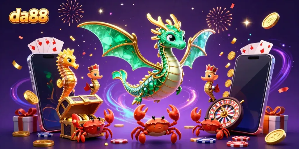 Experience thrilling gameplay at da88 with vibrant slot games, dragons, and luxury treasures.