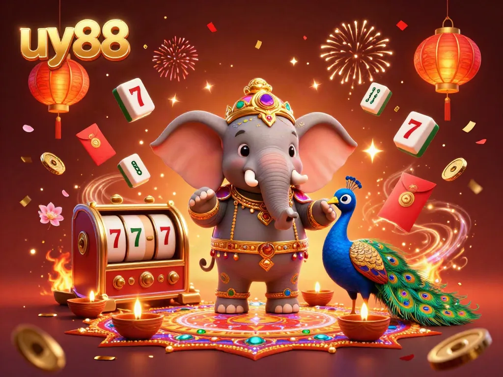 Experience the excitement at uy88 with the vibrant illustration of games and celebration