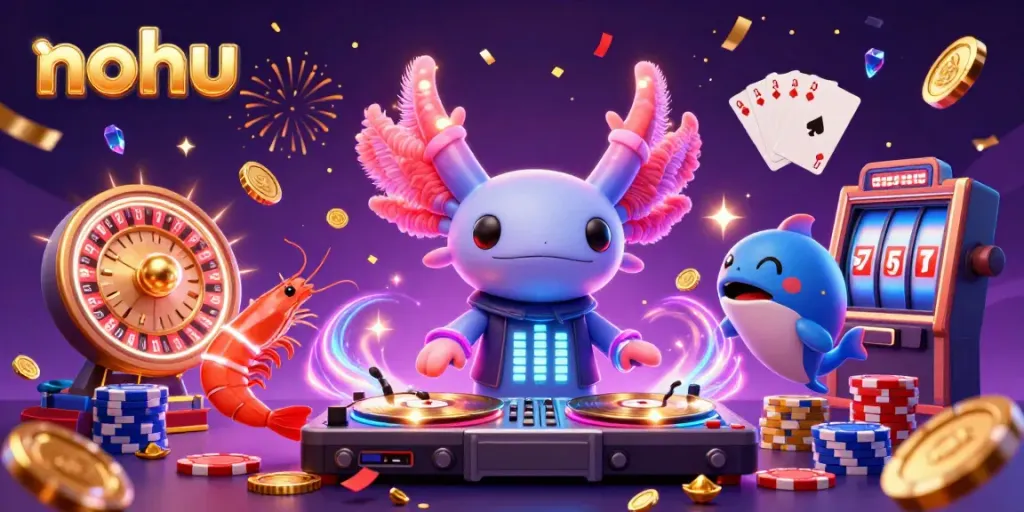 Engage in the nohu gaming world with a vibrant underwater DJ scene featuring animated sea creatures.