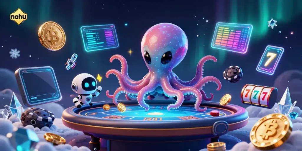 Experience exciting gameplay at Nohu Casino with 3D alien octopus and vibrant cosmic elements.