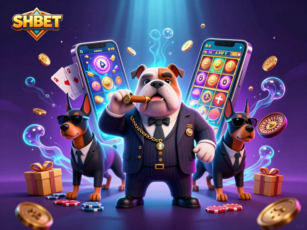 SHBET casino illustration showcasing a colorful slot game with exciting game elements.