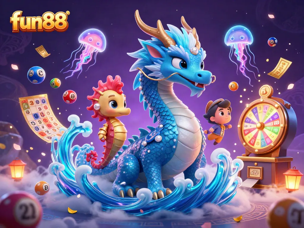 Experience the excitement of fun88 with a vibrant lottery theme featuring colorful bouncing balls.