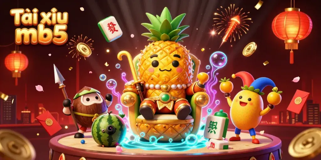 Experience the excitement of Tài xỉu mb5 with thrilling game elements and vibrant characters in a dynamic casino scene.