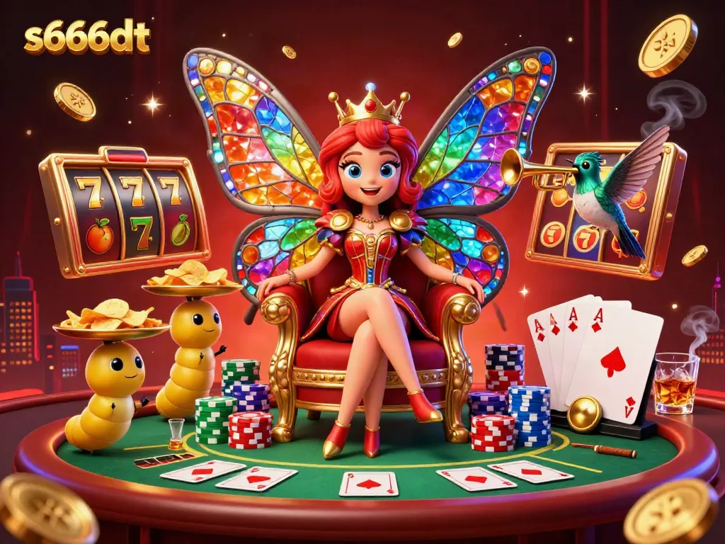 Experience the vibrant gaming world of s666dt with the butterfly queen and dynamic slot game elements.