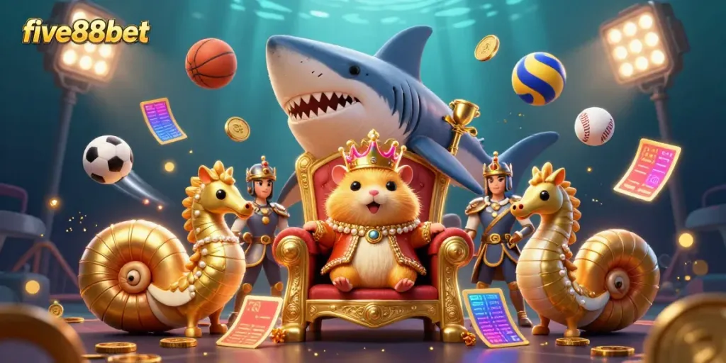 Experience thrilling games with five88bet as a golden hamster king rules the vibrant underwater casino scene.