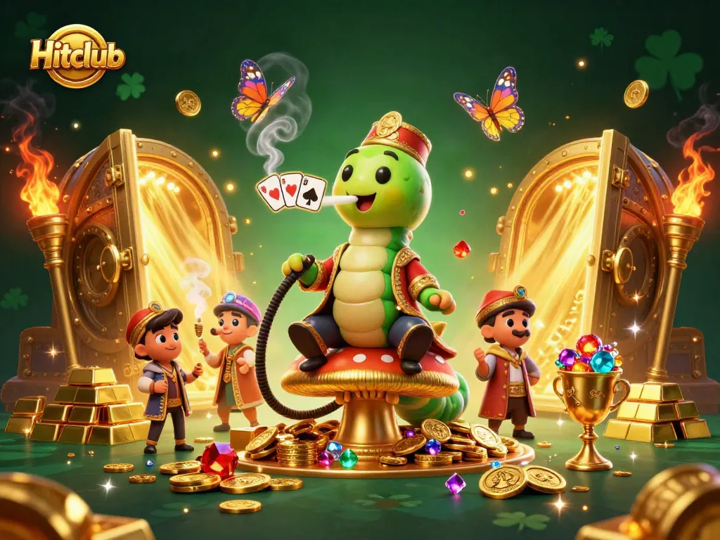 Experience immense excitement at Hitclub with a dynamic 3D casino-themed illustration filled with vibrant elements.