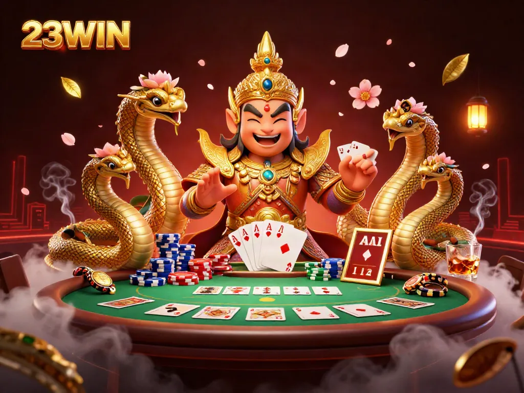 Experience the thrilling world of 23WIN with vibrant casino elements and intricate designs in this captivating illustration.