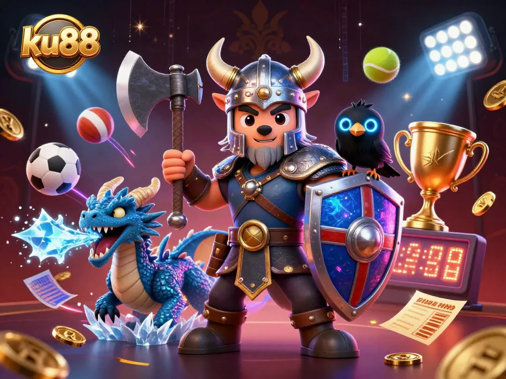Join the excitement at ku88 as the Viking warrior battles in a world of sports betting and casino games.