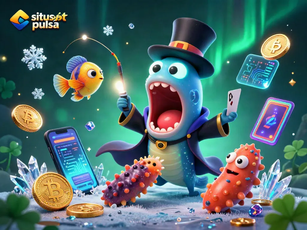Experience thrilling gameplay at situs slot pulsa with animated characters in a vibrant online casino scene.