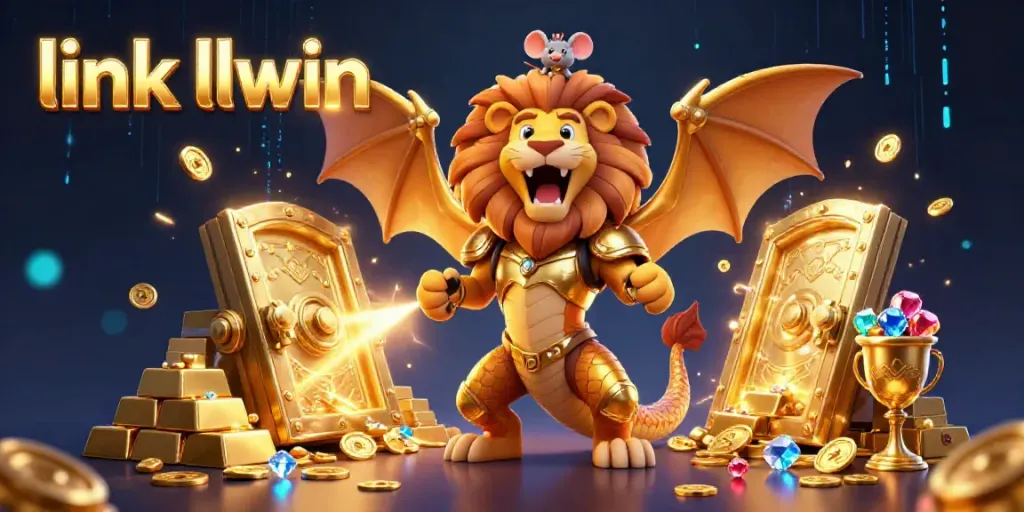 Engage with link llwin at a vibrant casino scene featuring mystical characters and treasures.