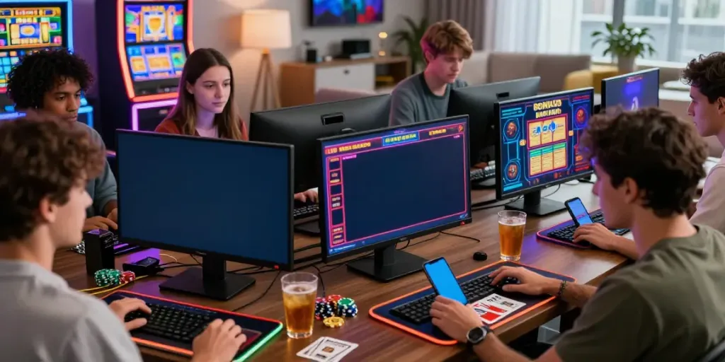 Exciting online gaming experience featuring diverse players exploring casino bonus sans depot offers.