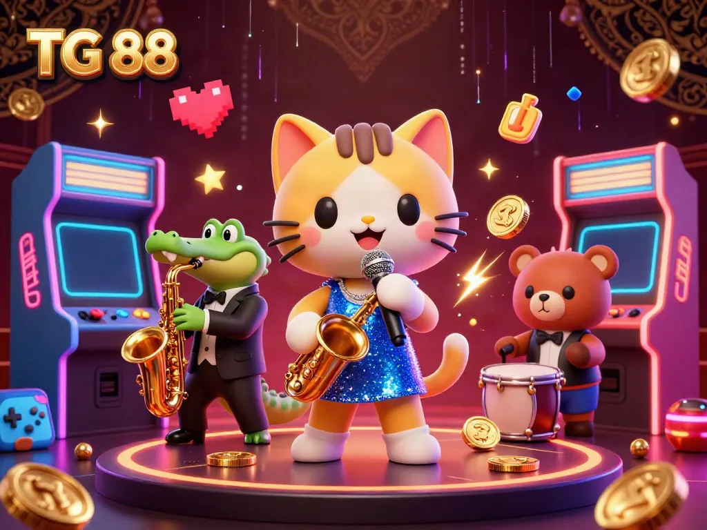 Engage in vibrant gaming action at TG 88 with 3D cartoon characters and casino excitement.