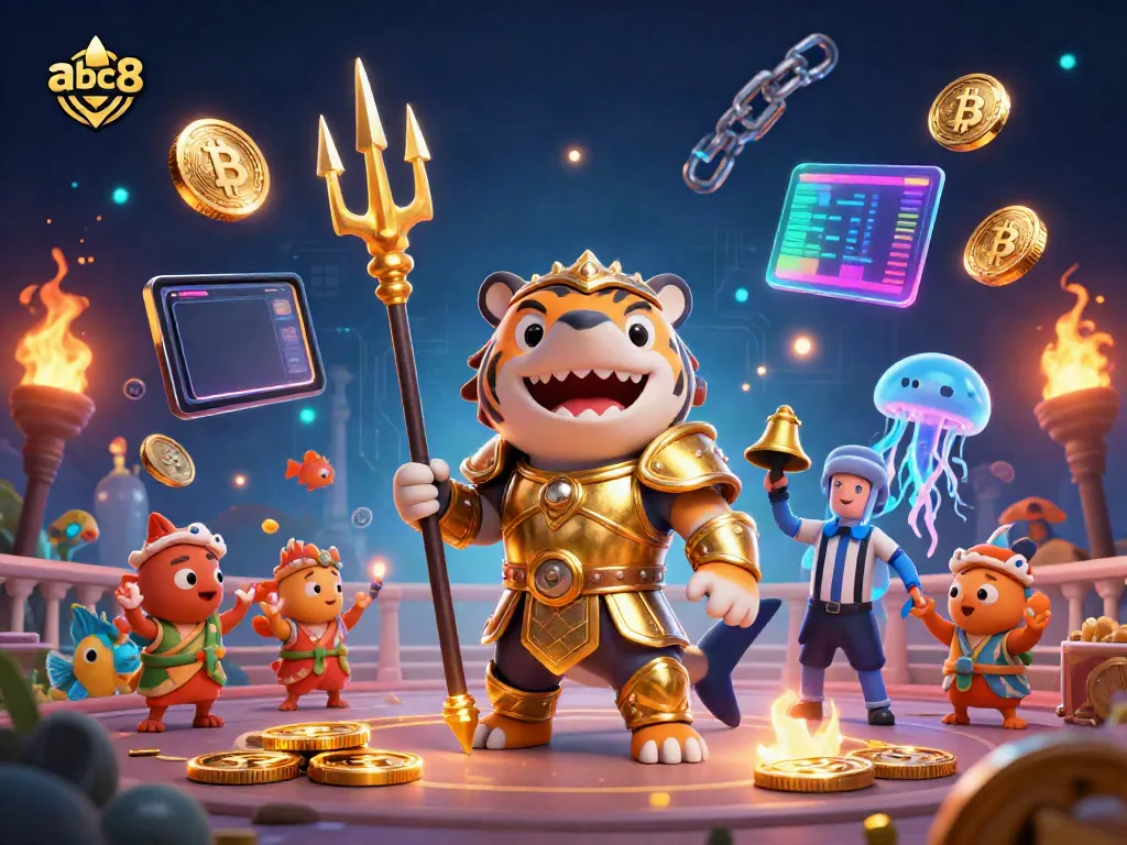 Experience thrilling action with the abc8 casino featuring a shark gladiator and crypto-themed elements during gameplay.