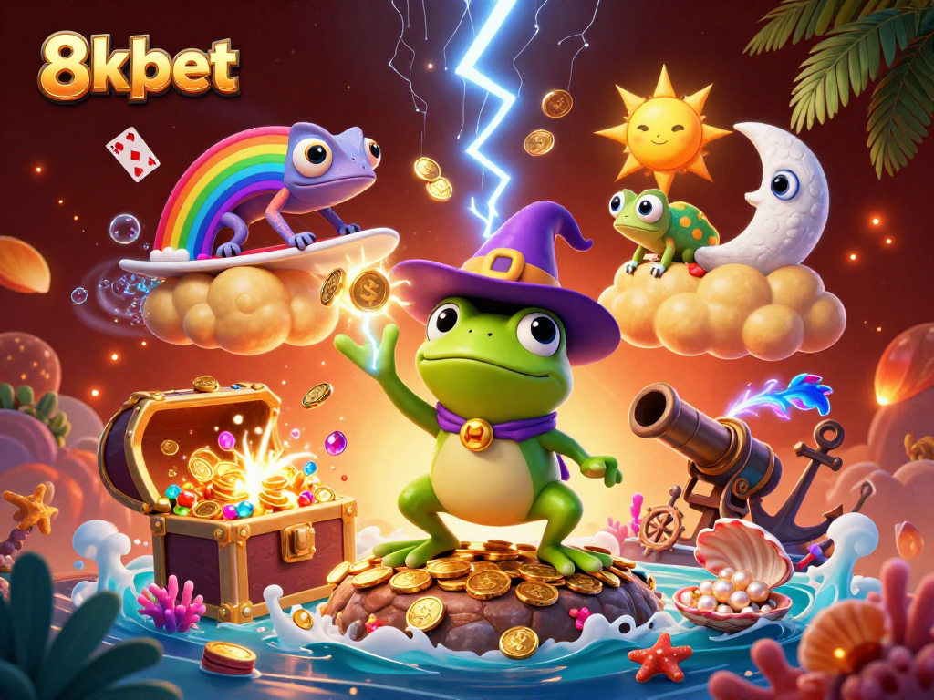 Engage in thrilling gameplay with 8xbet's vibrant golden coins, cards, and casino elements.