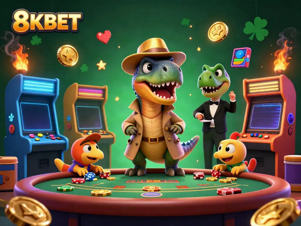 Experience thrilling 8KBET gaming with a velociraptor card counter and exciting casino action.
